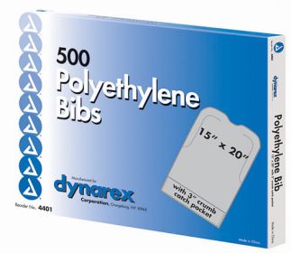 Disposable Polyethylene Bibs W/Crumb Pocket 16 x24  Bx/500