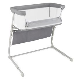 Baby Bassinet Bedside Crib with Adjustable Height Comfy Mattress-Gray