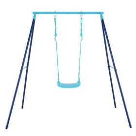 Outdoor Heavy Duty Metal Toddler Swing Set with Stand-Blue