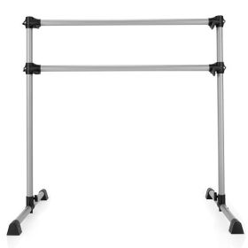 4 Feet Double Ballet Barre Bar with Adjustable Height-Black