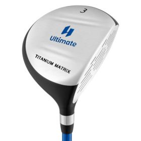 38 Inch 165CC Junior #3 Fairway Wood Golf Club with Fiberglass Shaft for Kids Ages 11-14-Blue