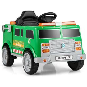 12V Battery Powered Electric Vehicle with Remote Control and Trash Bin-Green