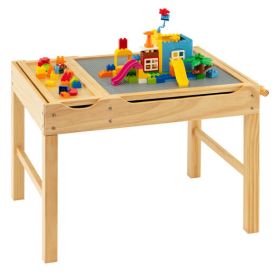 Wooden Kids Multi Activity Play Table with Storage Paper Roll-White