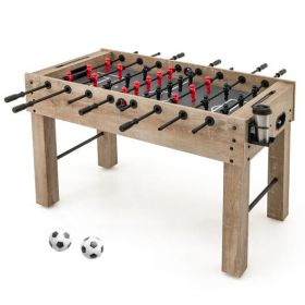 54 Inches Full Size Foosball Table with Legs 2 Balls and 2 Foldable Cup Holders for Kids Teens Adults-Natural