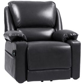 HOMCOM Power Lift Chair for Elderly, Faux Leather Recliner Sofa with Vibration Massage and Heat, Remote, Side Pockets, Black