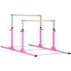 Qaba Double Horizontal Bars, Junior Gymnastic Parallel Bars, Pink, 13-level Adjustable Heights, Double-locking, for Indoor/Outdoor