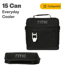 RTIC 15 Can Everyday Soft Cooler, 16 qt Collapsible with Bottle Opener, Black