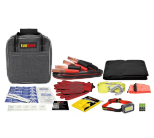 EverStart Deluxe Kit with Booster Cables. Assembled Product Dimensions: 12in x 14in x 5in