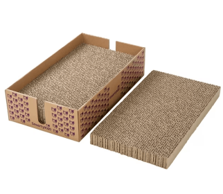 SmartyKat Super Scratcher & Stacker Box, Wide Corrugated Cat Scratcher for Cats & Kittens, Catnip Infusion Technology, Recycled Material, 3-Pack