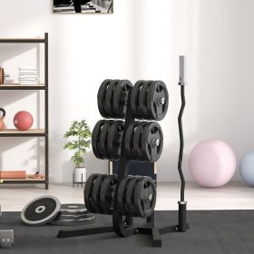 2-Inch Weight Plate Rack with Barbell Bar Holders, Olympic Weight Tree, 660 lbs. Capacity, Black