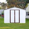 Metal garden sheds 8ftx6ft outdoor storage sheds white+offee
