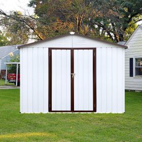 Metal garden sheds 8ftx6ft outdoor storage sheds white+offee