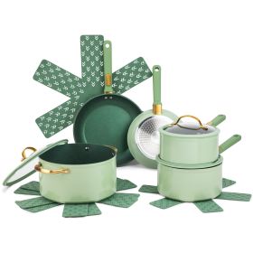 Non-Stick Cookware Set, Pots and Pans Set - Green, Granite Collection