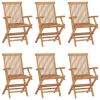 Folding Patio Chairs 6 pcs Solid Teak Wood