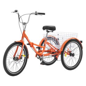 VEVOR Folding Adult Tricycle, 26-Inch Adult Folding Trikes, Lightweight Aluminum Alloy 3 Wheel Cruiser Bike with Large Rear Basket