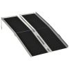 HOMCOM Wheelchair Ramp, 4ft, Aluminum, Portable, Non-Slip Surface, Black, for Steps, Doorways, Stairs