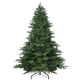 Artificial 6.5ft Green Christmas Tree with 2225 PE/PVC Mixed Branch Tips, Steel wire, Hinged Premium & Foldable Base for Indoor Holiday Decorating