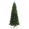 HOMCOM 6' Artificial Pencil Christmas Trees, with Auto Open, Steel Base, Pine Needles, for Home Xmas Decoration
