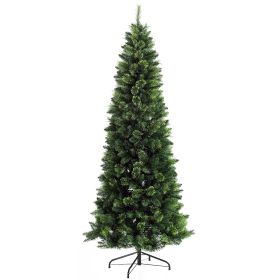 HOMCOM 6' Artificial Pencil Christmas Trees, with Auto Open, Steel Base, Pine Needles, for Home Xmas Decoration