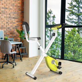 Foldable Magnetic Upright Exercise Bike Indoor Cycling with 8 Resistance Levels Yellow
