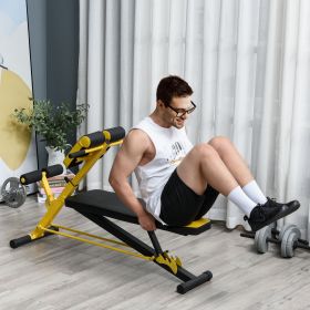 Adjustable Hyper Extension Weight Bench, Dumbbell, Foam Leg Holders, Workout Station, Yellow