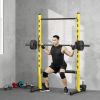 Squat Rack with Pull Up Bar and Barbell Bar Adjustable Bench Press Multi-Function Weight Lifting Half Rack, Yellow