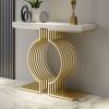 39.4" Modern Narrow Console Table with Geometric Metal Base White Entryway Table