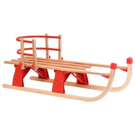 Folding Snow Sledge with Backrest 46.9" Wood