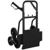 6-Wheels Stair Climber Trolley Cart, Hand Truck and Dolly, Foldable Steel Load Cart, 264lbs Capacity, Black