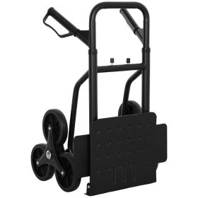 6-Wheels Stair Climber Trolley Cart, Hand Truck and Dolly, Foldable Steel Load Cart, 264lbs Capacity, Black