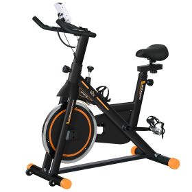 Upright Stationary Exercise Bike, Cardio Workout Training Bicycle w/ Adjustable Resistance LCD Monitor, Orange