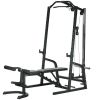 Smith Machine, Multi-Functional Power Cage w/ Adjustable Bench, Barbell Bar, Cable Pulley System, 15-Level Squat Rack