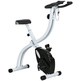 Foldable & Quiet Exercise Bike with 8-Level Magnetic Resistance, Pulse Sensor, Wheels and LCD Monitor, Black