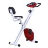 Foldable Indoor Stationary Bike with 8 Levels of Magnetic Resistance, Exercise Bike for Cardio Workout, Red