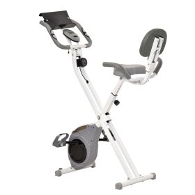 Folding Exercise Bike, Indoor Stationary Bike with 8-Level Magnetic Resistance and LCD Monitor, for Cardio Workout Grey