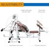 Multi-Position Weight Bench, Full Body Workout Adjustable Strength Training with Leg Developer for Home Gym, White/Brown