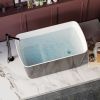 49'' x 28'' Acrylic Freestanding Soaking Bathtub, Square-shape Japanese Soaking Hot Tub, Sit-In Design with Chrome Overflow and Drain