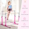 Double Horizontal Bars, Junior Gymnastic Parallel Bars, Pink, 13-level Adjustable Heights, Double-locking, for Indoor/Outdoor