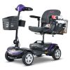 Four wheels Compact Travel Mobility Scooter with 300W Motor for Adult-300lbs, Dark Purple