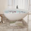 59" Freestanding Solid Surface Bathtub, Luxury Handcrafted Stone Resin Freestanding Soaking Bathtub with Overflow and Pop-up Drain
