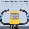 3 in 1 Folding Exercise Bike, Foldable Stationary Bike with 8-Level Magnetic Resistance, Adjustable Seat, Yellow