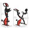 3 in 1 Folding Exercise Bike, Foldable Stationary Bike with 8-Level Magnetic Resistance, Adjustable Seat, Red