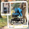 PawHut Pet Stroller for Small Dogs and Medium Dogs with Adjustable Canopy, Safety Tether, Storage Basket, Blue
