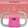Foldable Magnetic Exercise Bike Indoor Stationary Upright Fitness Cycling Bike, 8 Level Quiet Magnetic Resistance, Pink