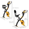 3 in 1 Folding Exercise Bike, Foldable Stationary Bike with 8-Level Magnetic Resistance, Adjustable Seat, Yellow