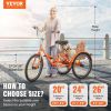 VEVOR Folding Adult Tricycle, 26-Inch Adult Folding Trikes, Lightweight Aluminum Alloy 3 Wheel Cruiser Bike with Large Rear Basket