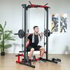 Soozier Smith Machine Power Rack with Pull Up Bar, Lat Pull Down System, Landmine, Squat Rack, Barbell Bar, for Home Gym