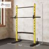 Squat Rack with Pull Up Bar and Barbell Bar Adjustable Bench Press Multi-Function Weight Lifting Half Rack, Yellow