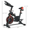 Soozier Exercise Bike, Flywheel Indoor Stationary Bike, Adjustable Height & Resistance, with LCD Monitor, Pedal Cage and Shelf Tray