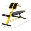 Adjustable Hyper Extension Weight Bench, Dumbbell, Foam Leg Holders, Workout Station, Yellow